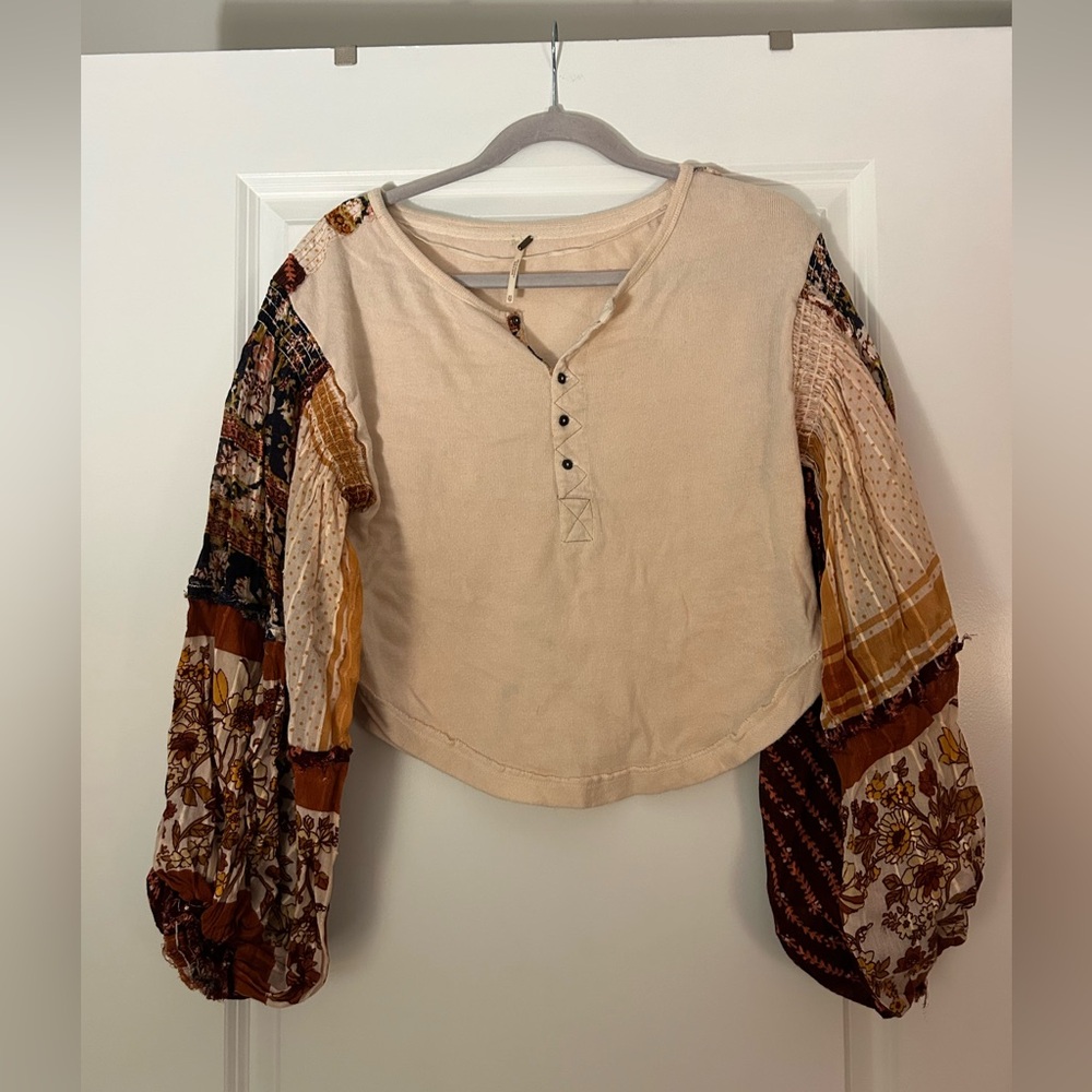 Free People Light Magic Henley Blouse Top - Picture 4 of 6